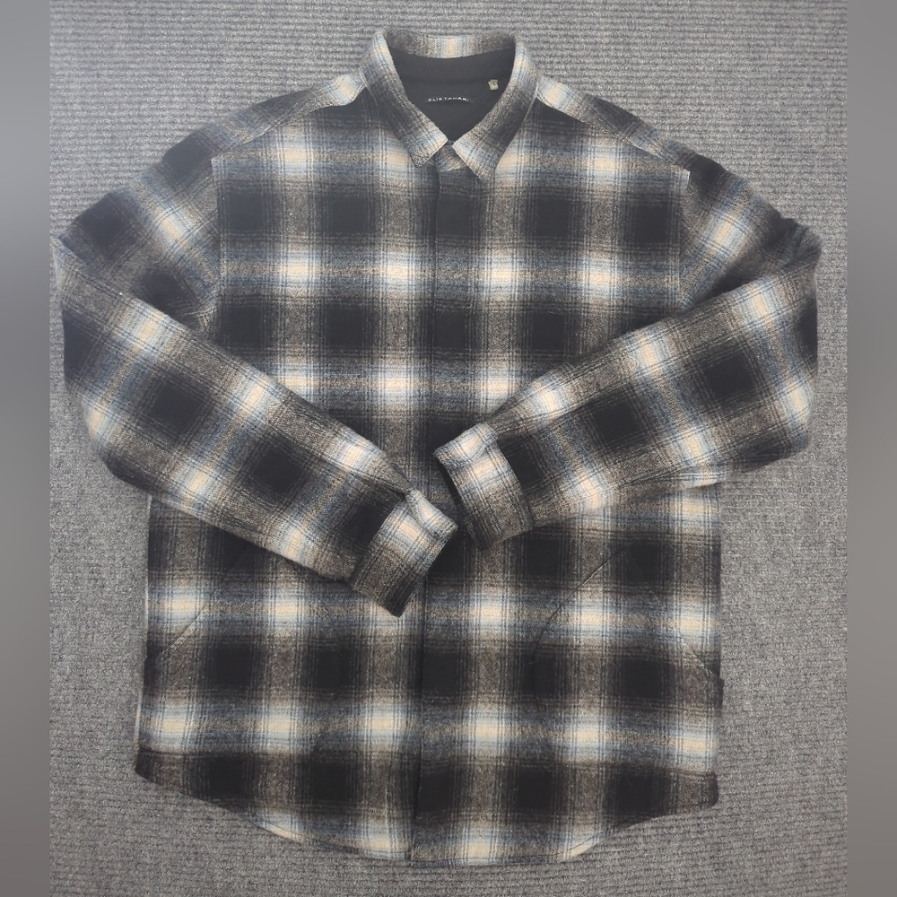 Elie Tahari Men’s Wool Blend Quilted Plaid Shacket Cabincore, Outdoors